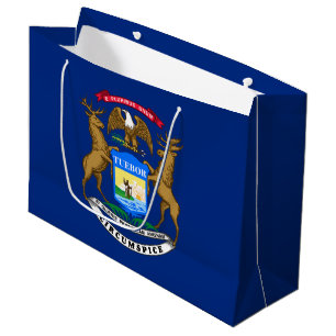 Sacola Para Presentes Grande Bandeira do Estado do Michigan