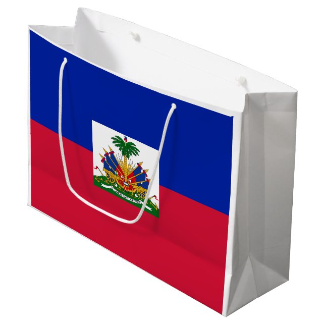 Sacola Para Presentes Grande Bandeira do Haiti (Frente inclinada)