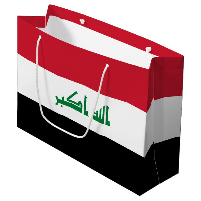 Sacola Para Presentes Grande Bandeira do Iraque (Frente inclinada)