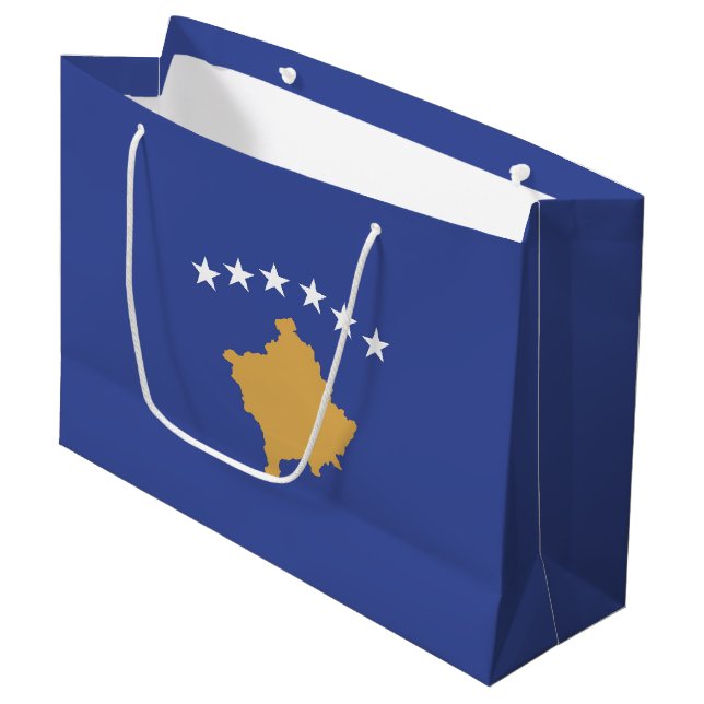 Sacola Para Presentes Grande Bandeira do Kosovo (Frente inclinada)