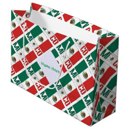 Sacola Para Presentes Grande Bandeira do México Personalizada em Azulejos