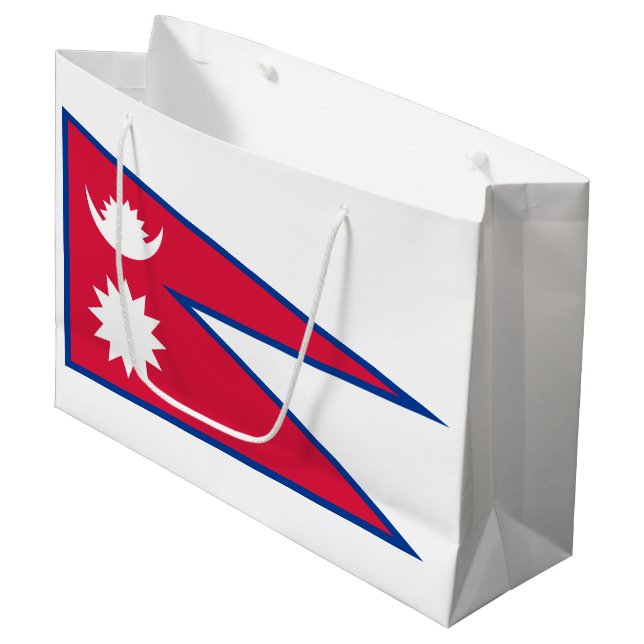 Sacola Para Presentes Grande Bandeira do Nepal (Frente inclinada)