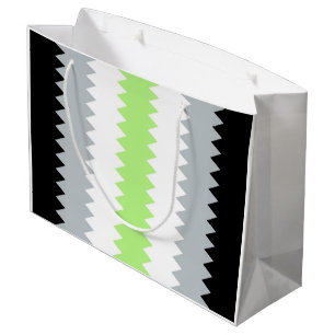 Sacola Para Presentes Grande Bandeira do Orgulho Agênero Groovy Boho ZigZag Abs