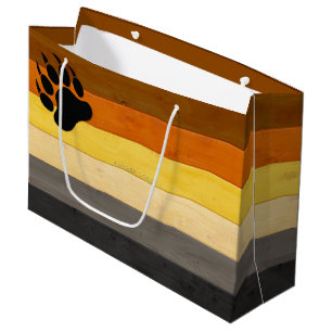 Sacola Para Presentes Grande bandeira do orgulho do urso SlipperyJoe's textura 