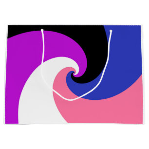 Sacola Para Presentes Grande Bandeira do Orgulho Genderfluid Abstrata Espiral B