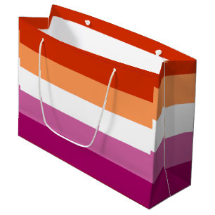 Sacola Para Presentes Grande Bandeira do Orgulho Lésbico (5 listras)