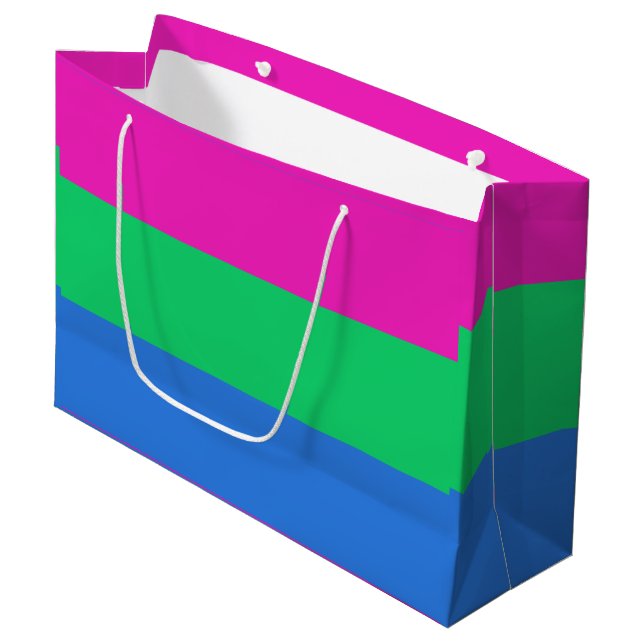 Sacola Para Presentes Grande Bandeira do Orgulho Polissexual (Frente inclinada)