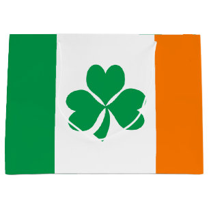Sacola Para Presentes Grande Bandeira do trevo de Ireland