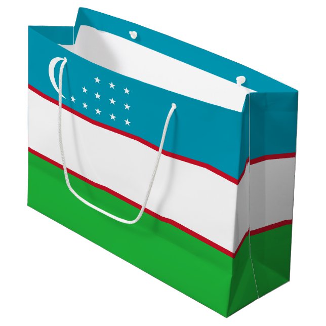 Sacola Para Presentes Grande bandeira do Usbequistão (Frente inclinada)