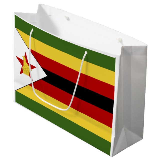 Sacola Para Presentes Grande bandeira do Zimbábue (Frente inclinada)