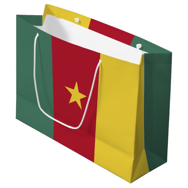 Sacola Para Presentes Grande Bandeira dos Camarões (Frente inclinada)