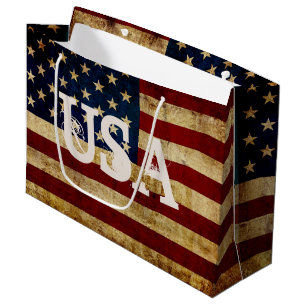 Sacola Para Presentes Grande Bandeira dos EUA / Grunged