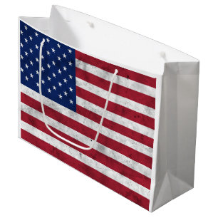 Sacola Para Presentes Grande bandeira dos EUA vintage vermelho branco azul Amér