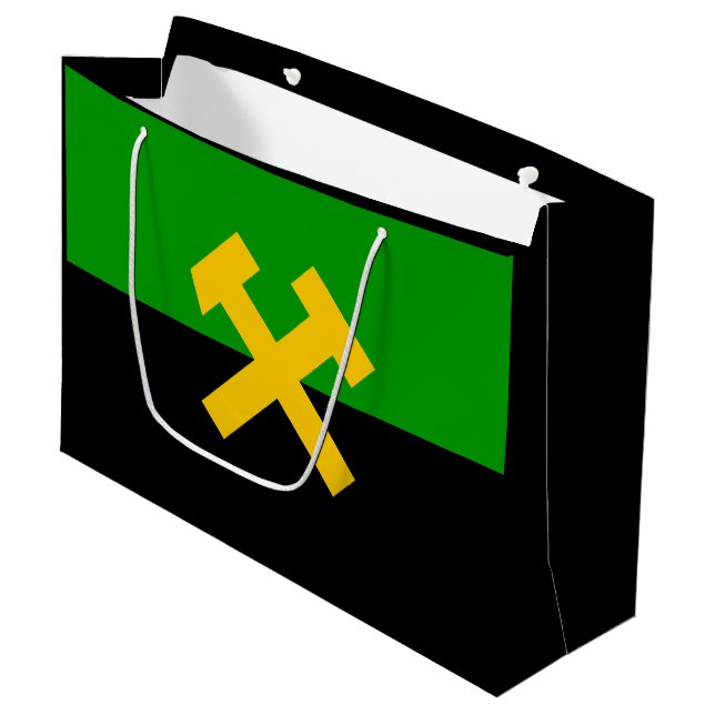 Sacola Para Presentes Grande Bandeira dos Mineiros e dos Trabalhadores das Mina (Frente inclinada)