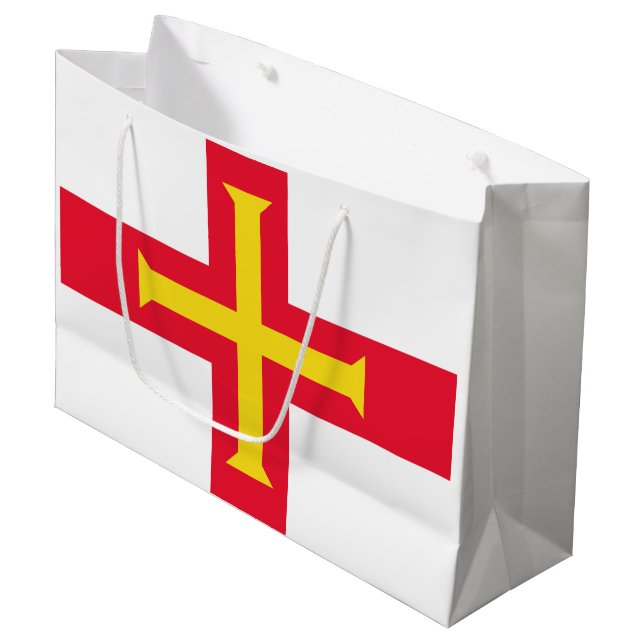 Sacola Para Presentes Grande bandeira Guernsey (Frente inclinada)