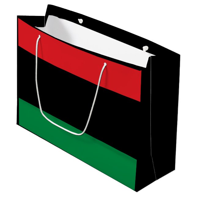 Sacola Para Presentes Grande Bandeira Pan-Africana, Happy Kwanzaa (Frente inclinada)
