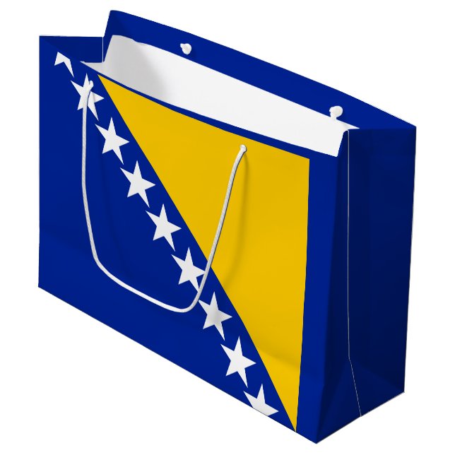 Sacola Para Presentes Grande Bandeira Patriótica da Bósnia-Herzegovina (Frente inclinada)
