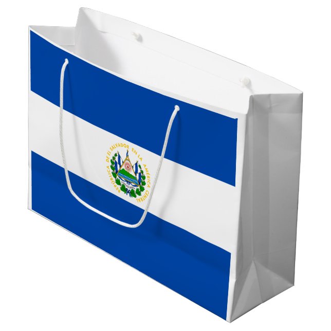 Sacola Para Presentes Grande Bandeira Patriótica El Salvador (Frente inclinada)
