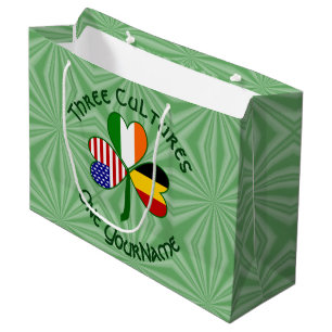 Sacola Para Presentes Grande Bandeira Personalizada Trevo Americano Irlandês Be