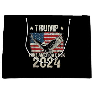 Sacola Para Presentes Grande bandeira Trump 2024 leve a América de volta homens