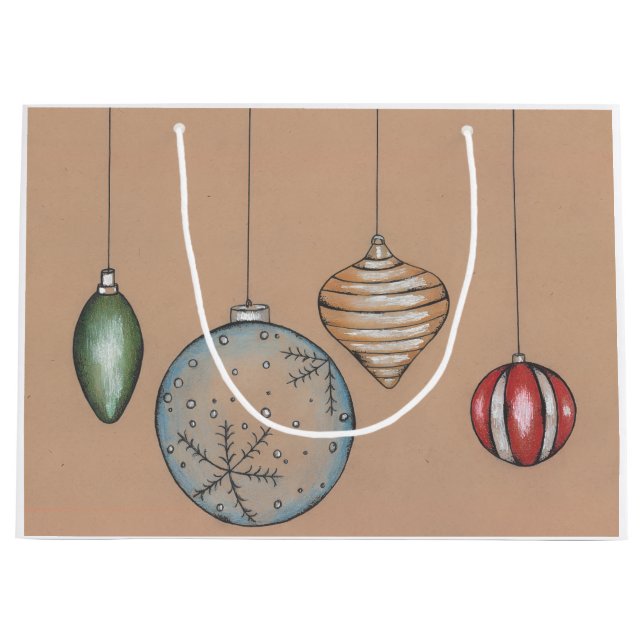 Sacola Para Presentes Grande Bandeja de Férias do enfeites de natal (Frente)