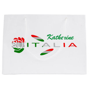 Sacola Para Presentes Grande Bandiera d'Italia Rosa Personalizada