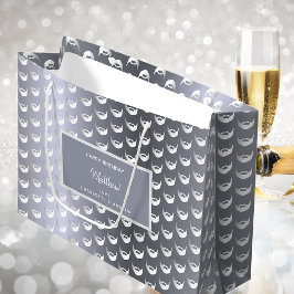 Sacola Para Presentes Grande Barba de raposa de prata de aniversário caras cinz