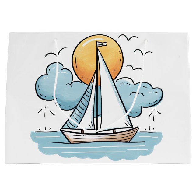 Sacola Para Presentes Grande Barco à vela  (Frente)