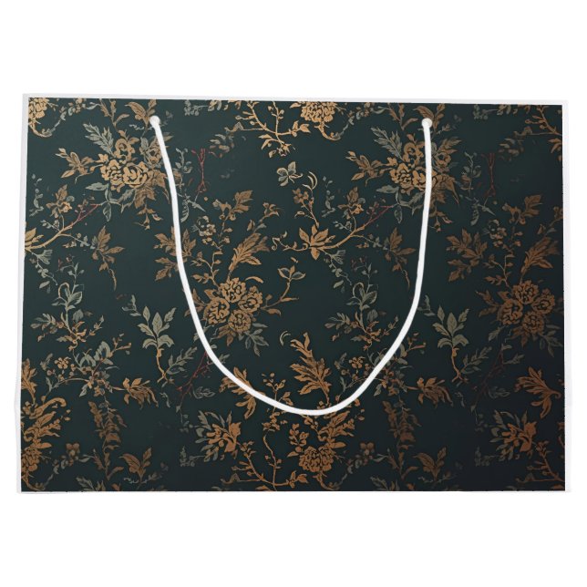 Sacola Para Presentes Grande Baroque Gold Floral Gift Bag – Gothic Victorian  (Verso)