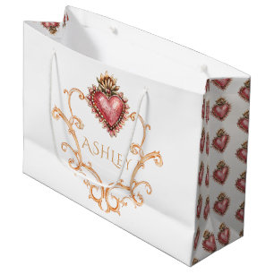 Sacola Para Presentes Grande Barroco Cardíaco Sagrado Personalizado