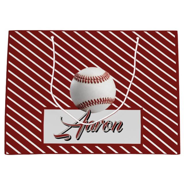 Sacola Para Presentes Grande Basebol Personalizado (Frente)
