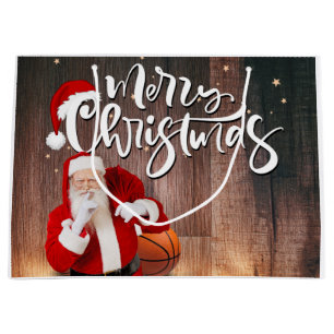 Sacola Para Presentes Grande Basquete Papai Noel Feliz Natal Ano Novo