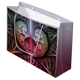 Sacola Para Presentes Grande Batimento cardíaco, Arte fractal abstrata surreal