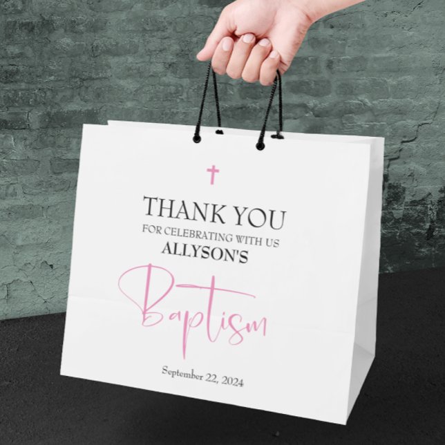 Sacola Para Presentes Grande Batismo da Menina Rosa (Criador carregado)