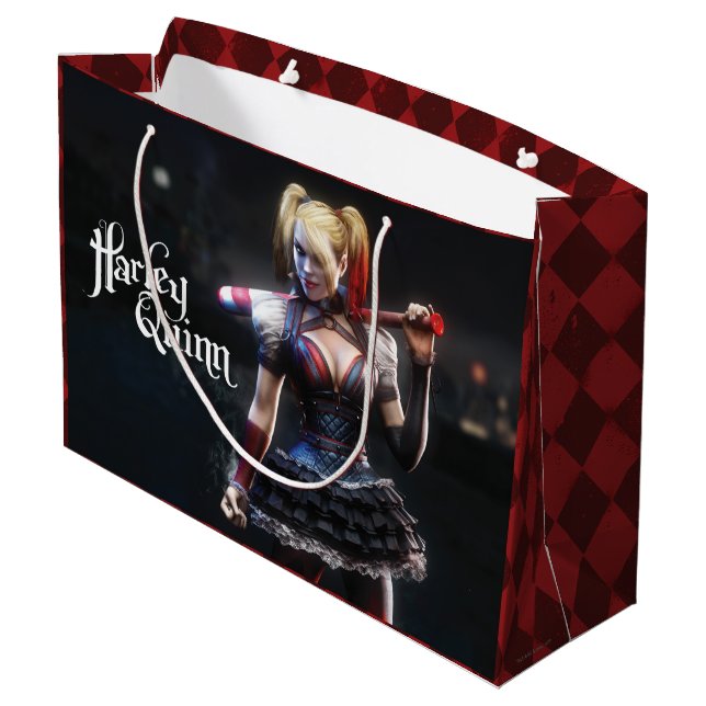 Sacola Para Presentes Grande Batman Arkham Knight | Harley Quinn com Bat (Verso inclinado)