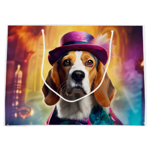 Sacola Para Presentes Grande Beagle em fantasia vibrante