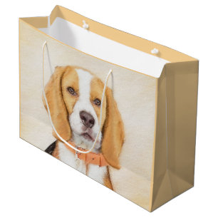 Sacola Para Presentes Grande Beagle Hound Dog Painting Original Animal Art