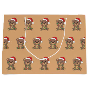 Sacola Para Presentes Grande Bear Natal Animais de inverno Ursos Grande Saco-Pr