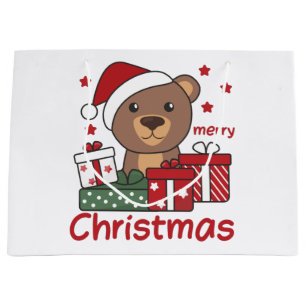 Sacola Para Presentes Grande Bear Natal Presente Animais de inverno Ursos Grand
