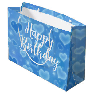 Sacola Para Presentes Grande Bebê Azul Feliz Aniversário Grande Saco de Present