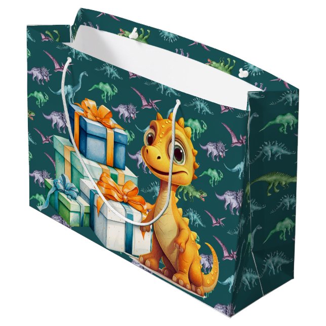 Sacola Para Presentes Grande Bebê Dinossauro (Verso inclinado)
