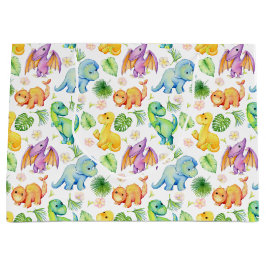 Sacola Para Presentes Grande Bebê Dinossauro Colorido