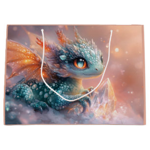 Sacola Para Presentes Grande Bebê Dragão Adorável com Gema de Cristal: Arte Fan
