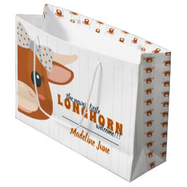 Sacola Para Presentes Grande Bebê Garota Longhorn Queimada Laranja