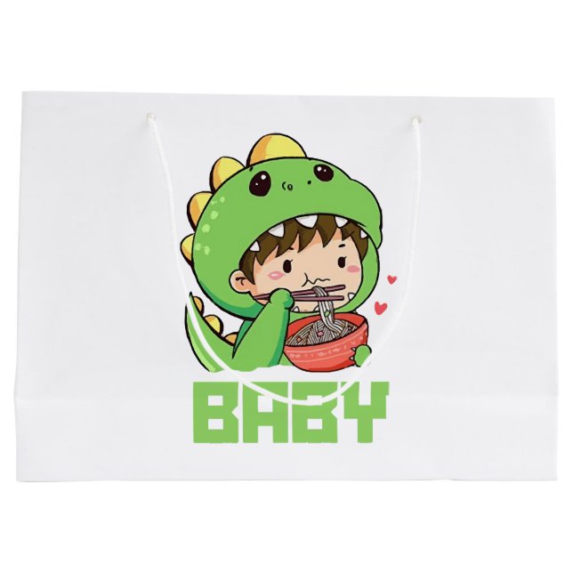 Sacola Para Presentes Grande bebê godzilla (Verso)
