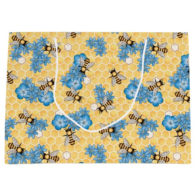 Sacola Para Presentes Grande Bebê Mel Honeycomb Bag Gift (Frente)
