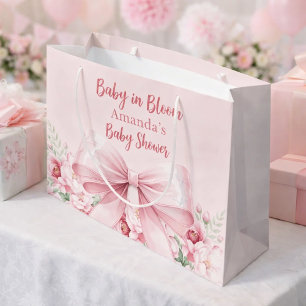Sacola Para Presentes Grande Bebê no Bloom arco cor-de-rosa Chá de fraldas flor