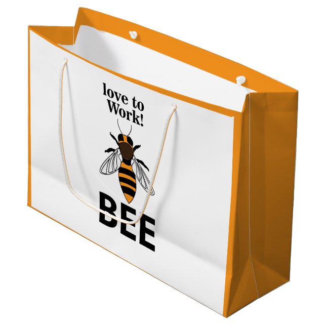 Sacola Para Presentes Grande Bee Love To Work Bee (Frente inclinada)