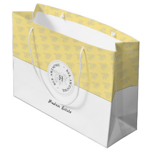 Sacola Para Presentes Grande Bee prata maravilhosa Mel Monograma personalizado
