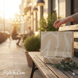 Sacola Para Presentes Grande Beige Cream Simple Organic Pattern